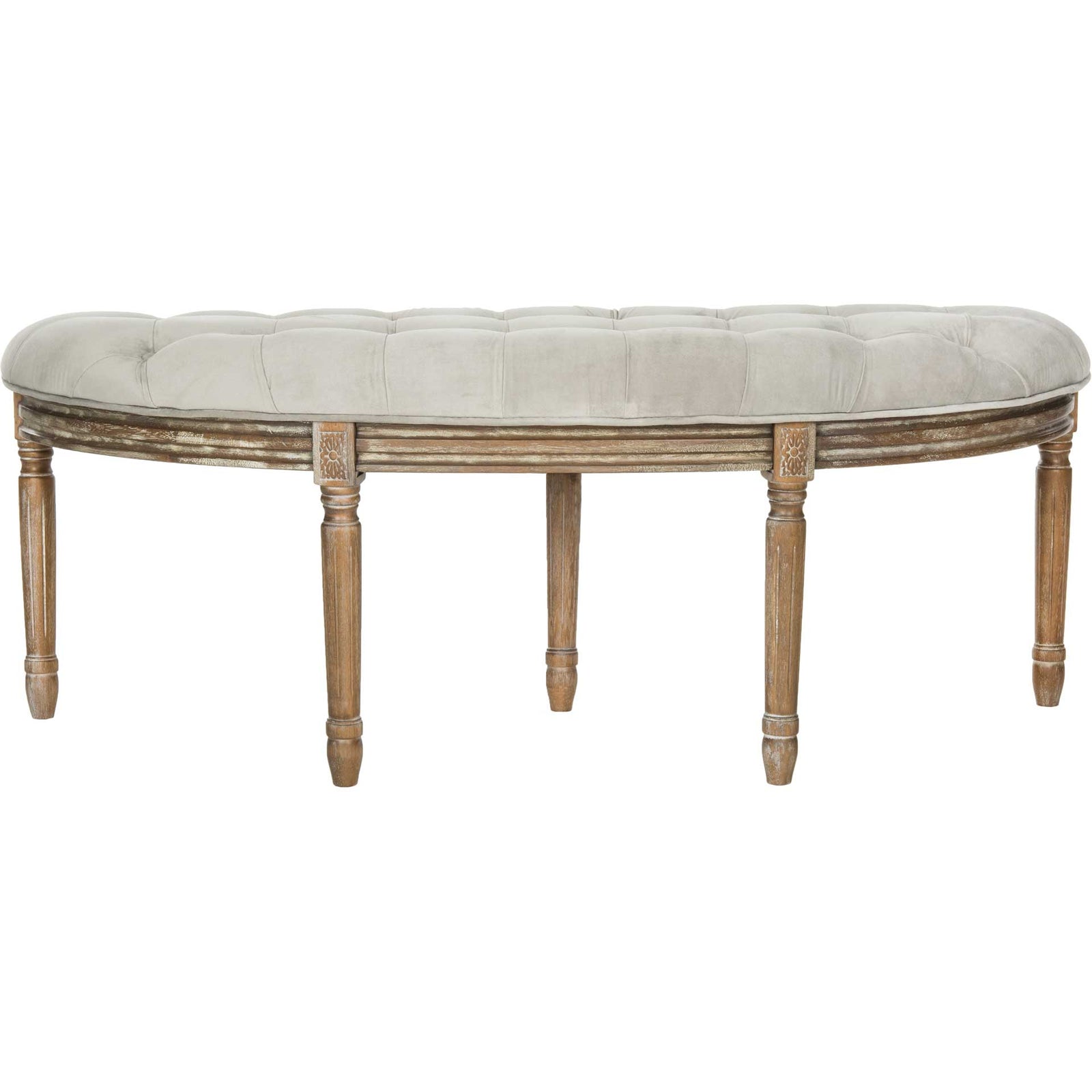 Abita Tufted Semi Circle Bench Gray/Rustic Oak