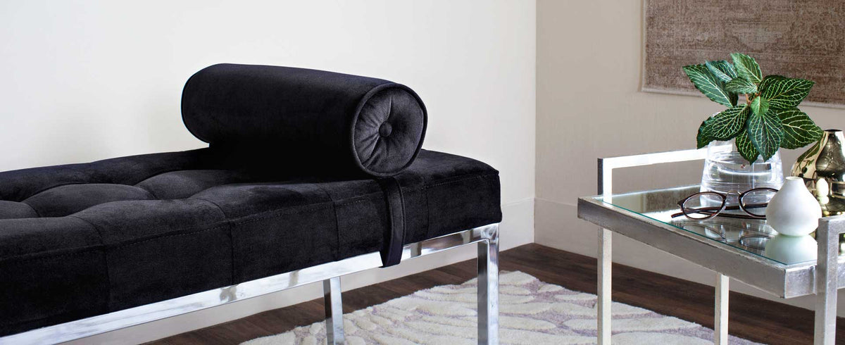 Xander Sueade Tufted Bench With Bench Black