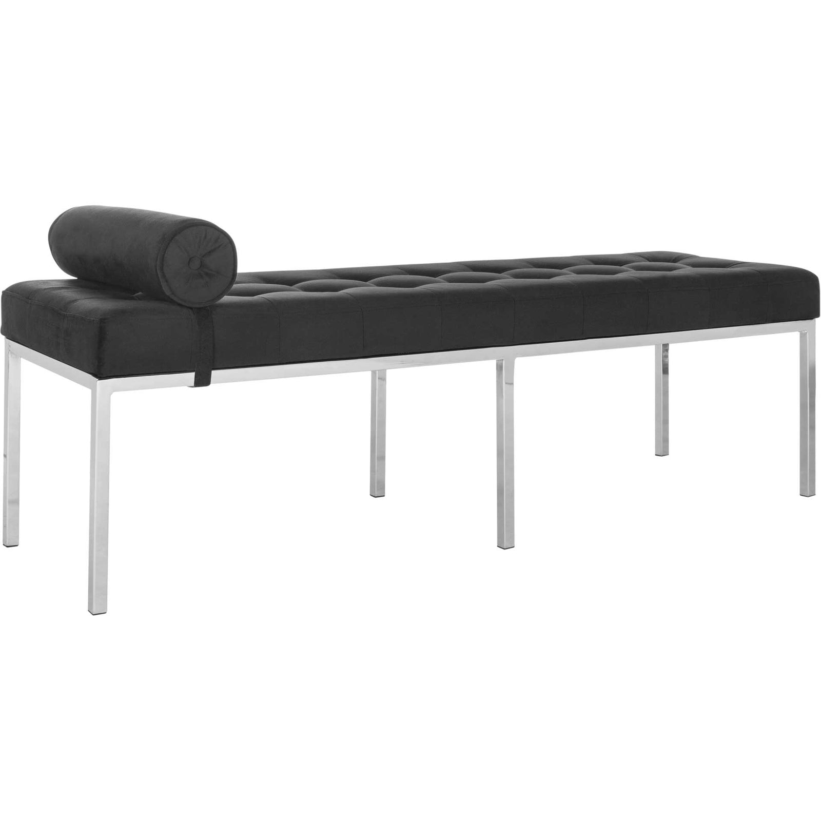Xander Sueade Tufted Bench With Bench Black