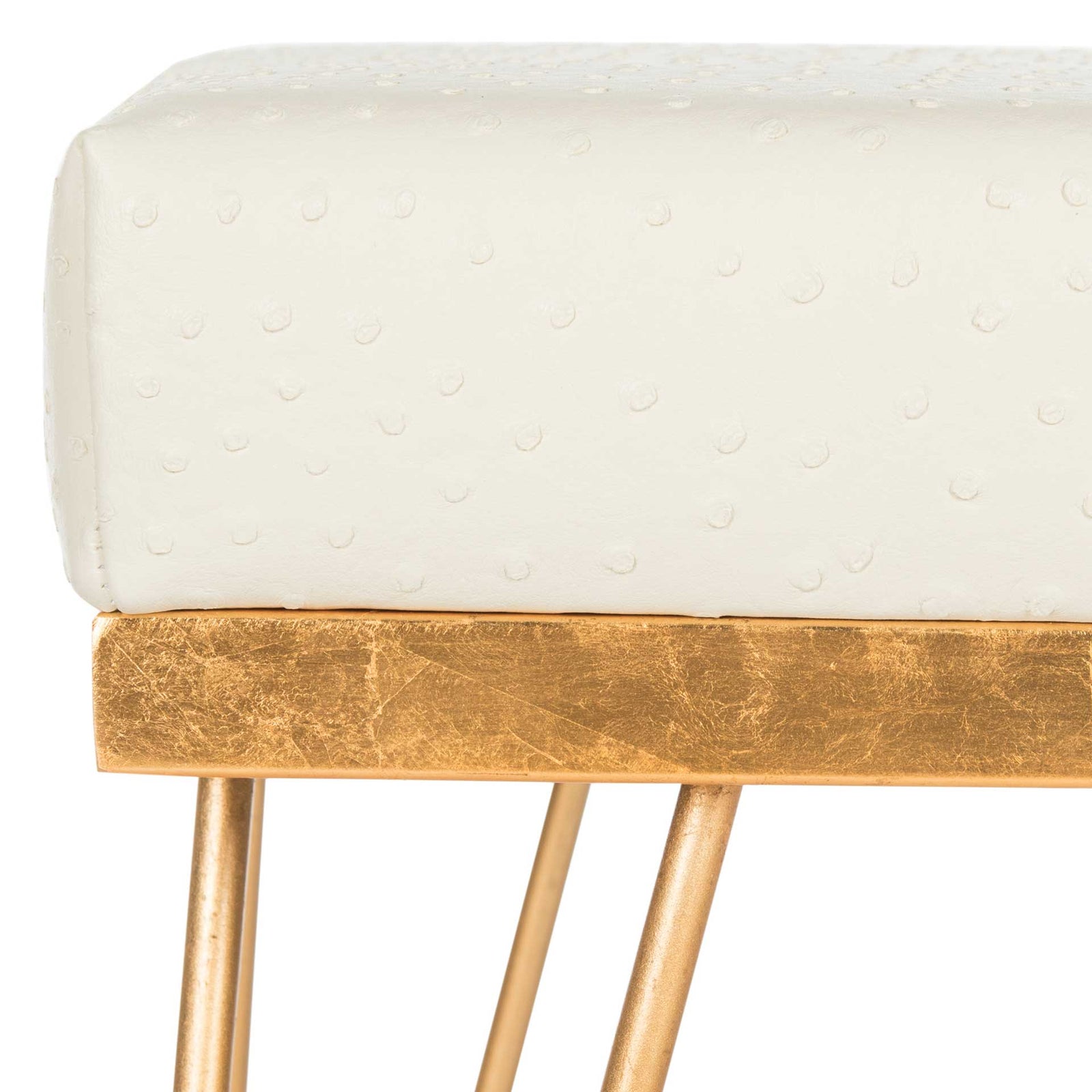 Jennifer Faux Ostrich Square Bench Cream