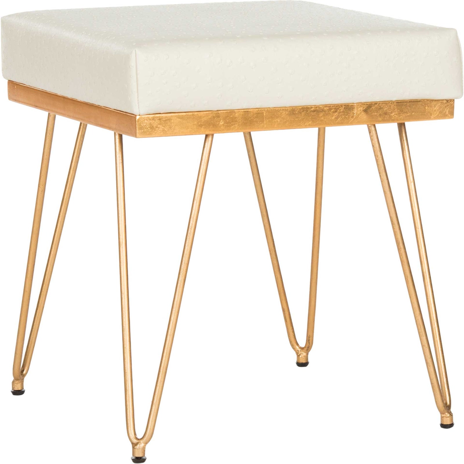 Jennifer Faux Ostrich Square Bench Cream