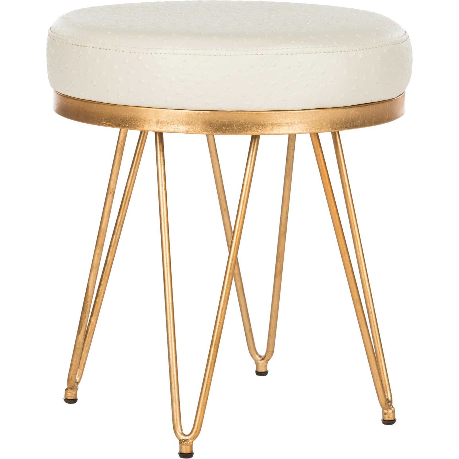 Jennifer Faux Ostrich Round Bench Cream