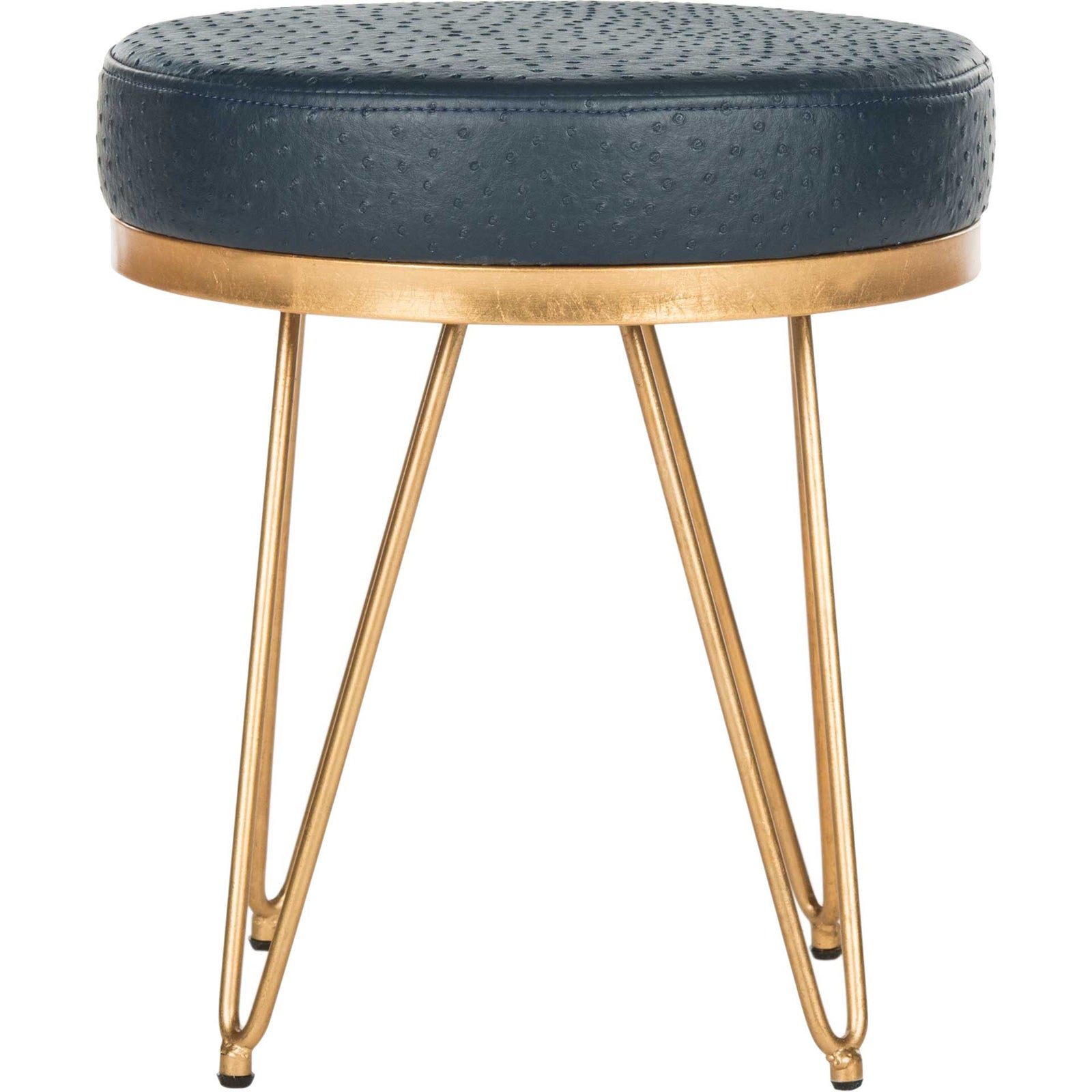 Jennifer Faux Ostrich Round Bench Navy