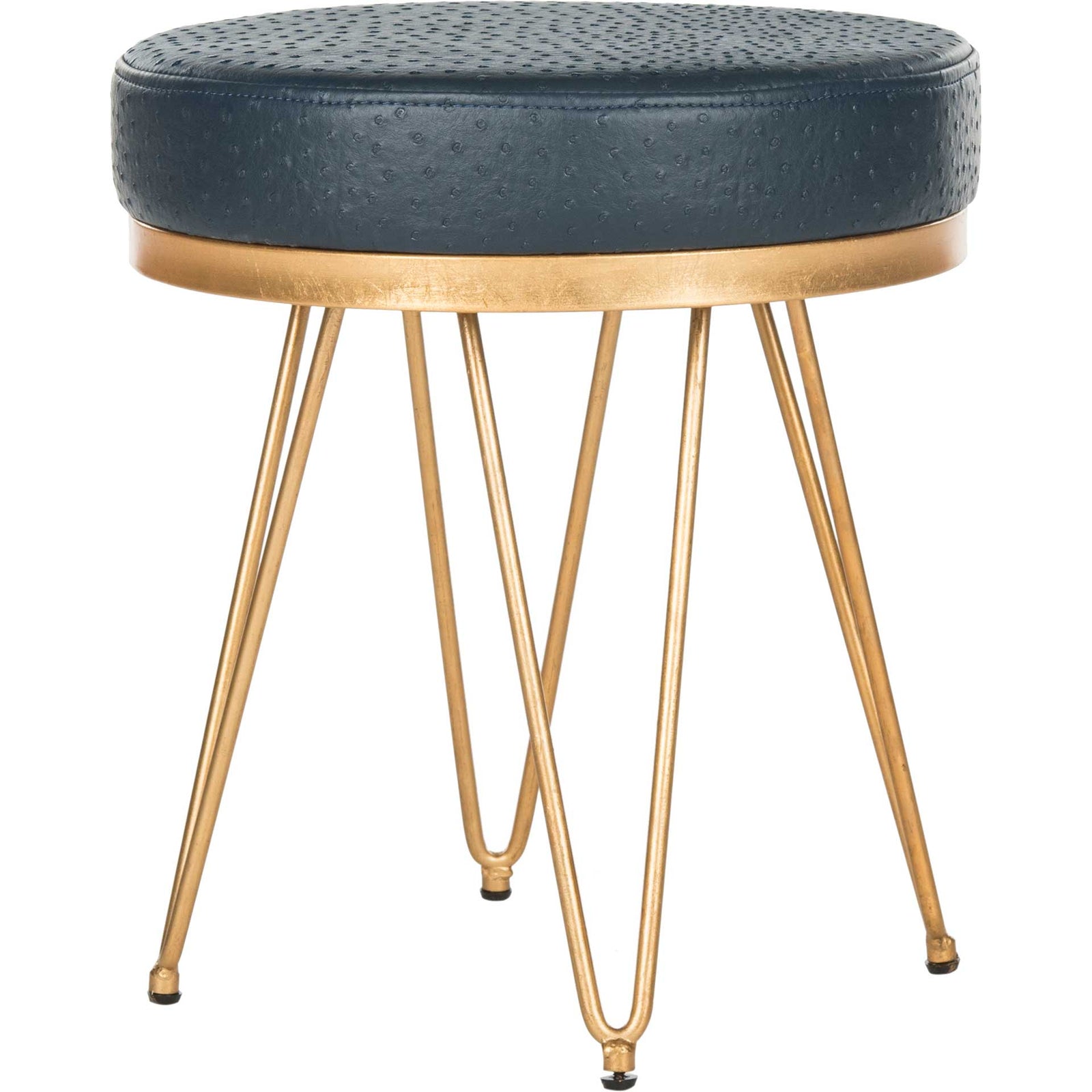 Jennifer Faux Ostrich Round Bench Navy