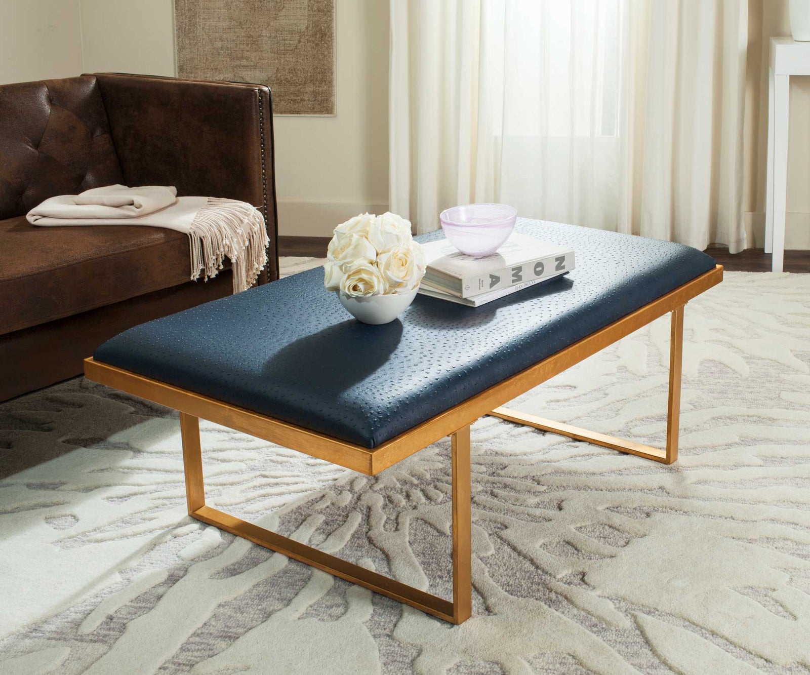 Michaela Loft Bench/Coffee Table Navy/Gold