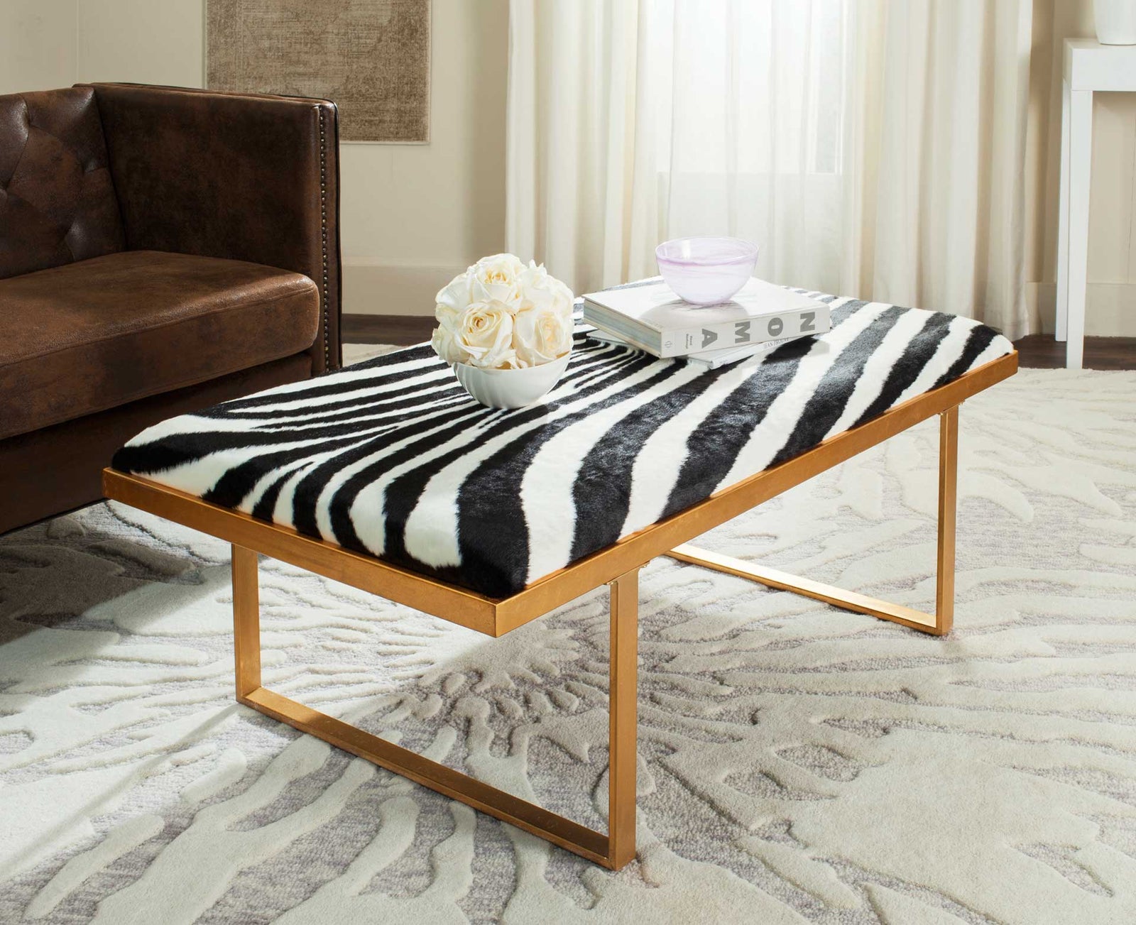 Michaela Loft Bench/Coffee Table Zebra/Gold