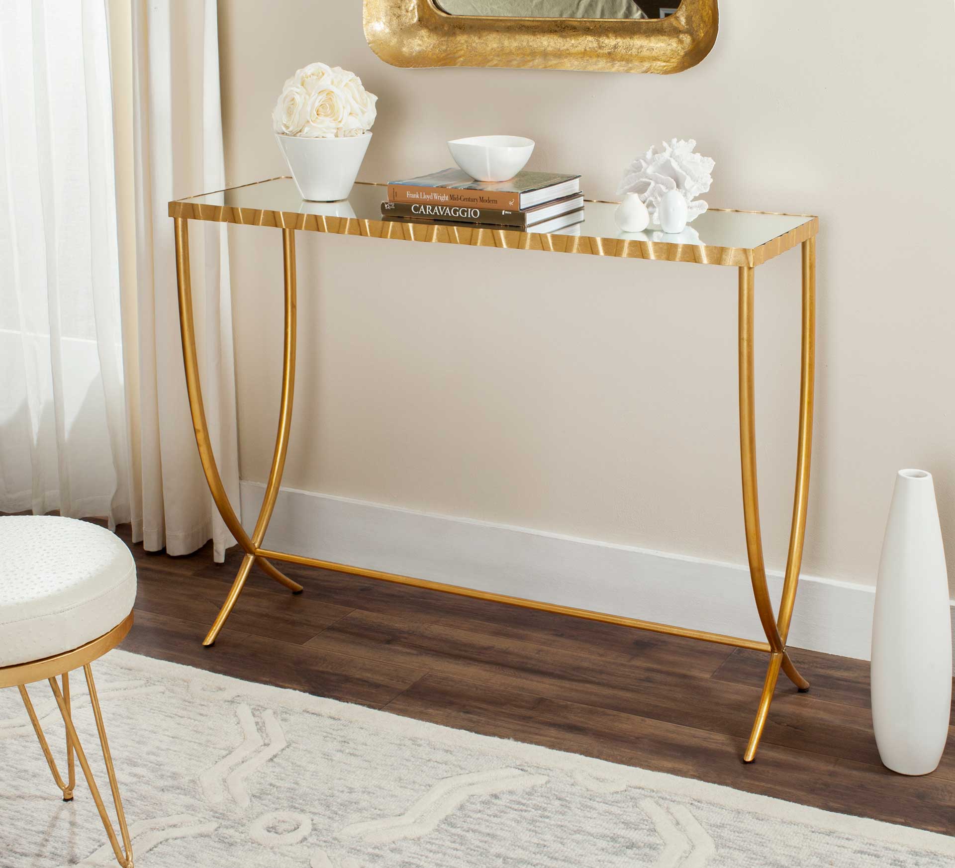 Proclaim Mirror Top Console Table Gold/Mirror