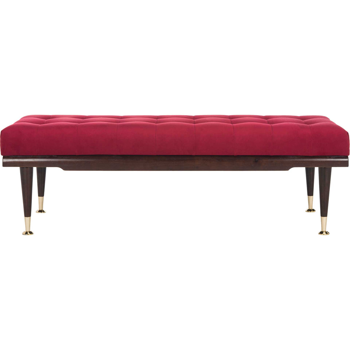 Eleanor Velvet Gold Cap Bench Maroon/Espresso