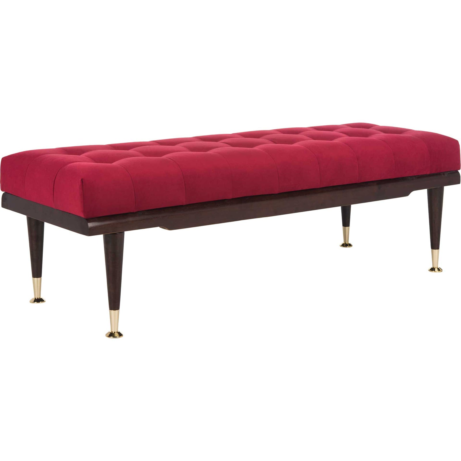 Eleanor Velvet Gold Cap Bench Maroon/Espresso