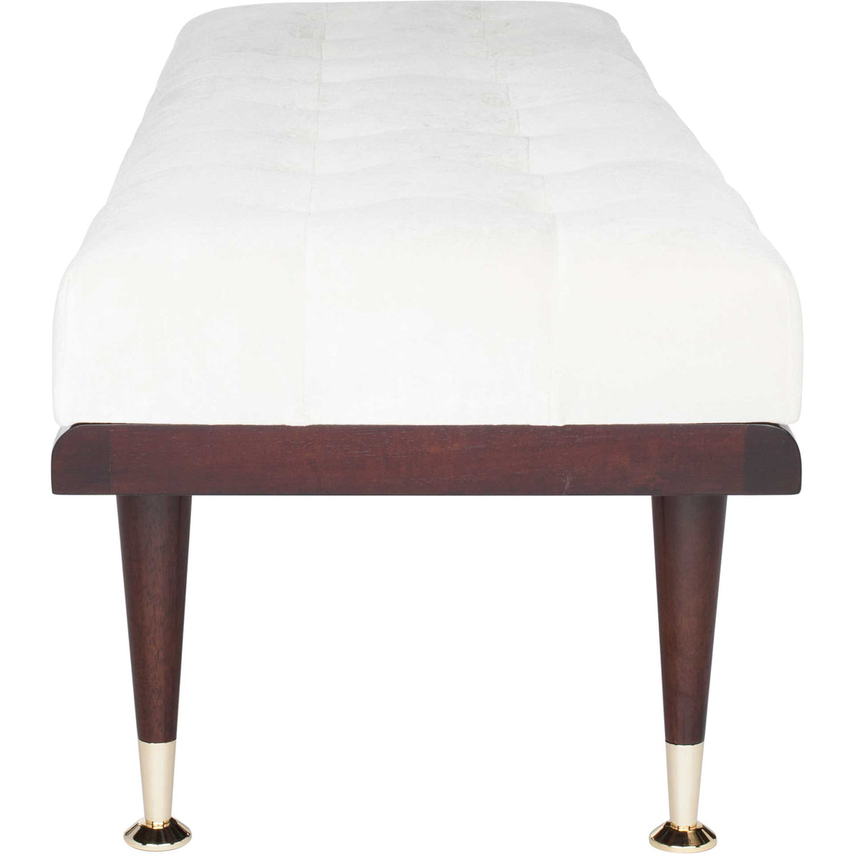 Eleanor Velvet Gold Cap Bench Beige/Espresso