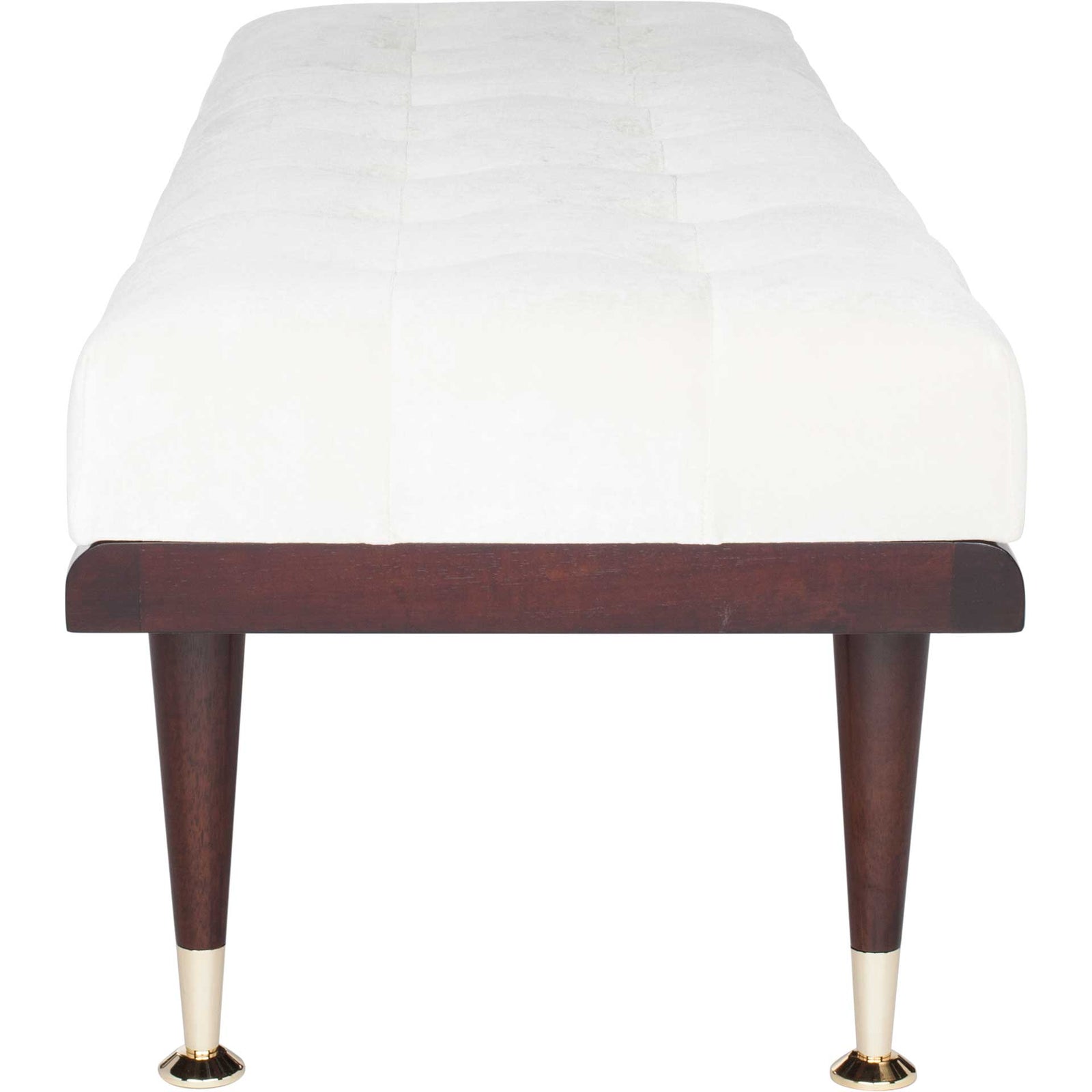 Eleanor Velvet Gold Cap Bench Beige/Espresso