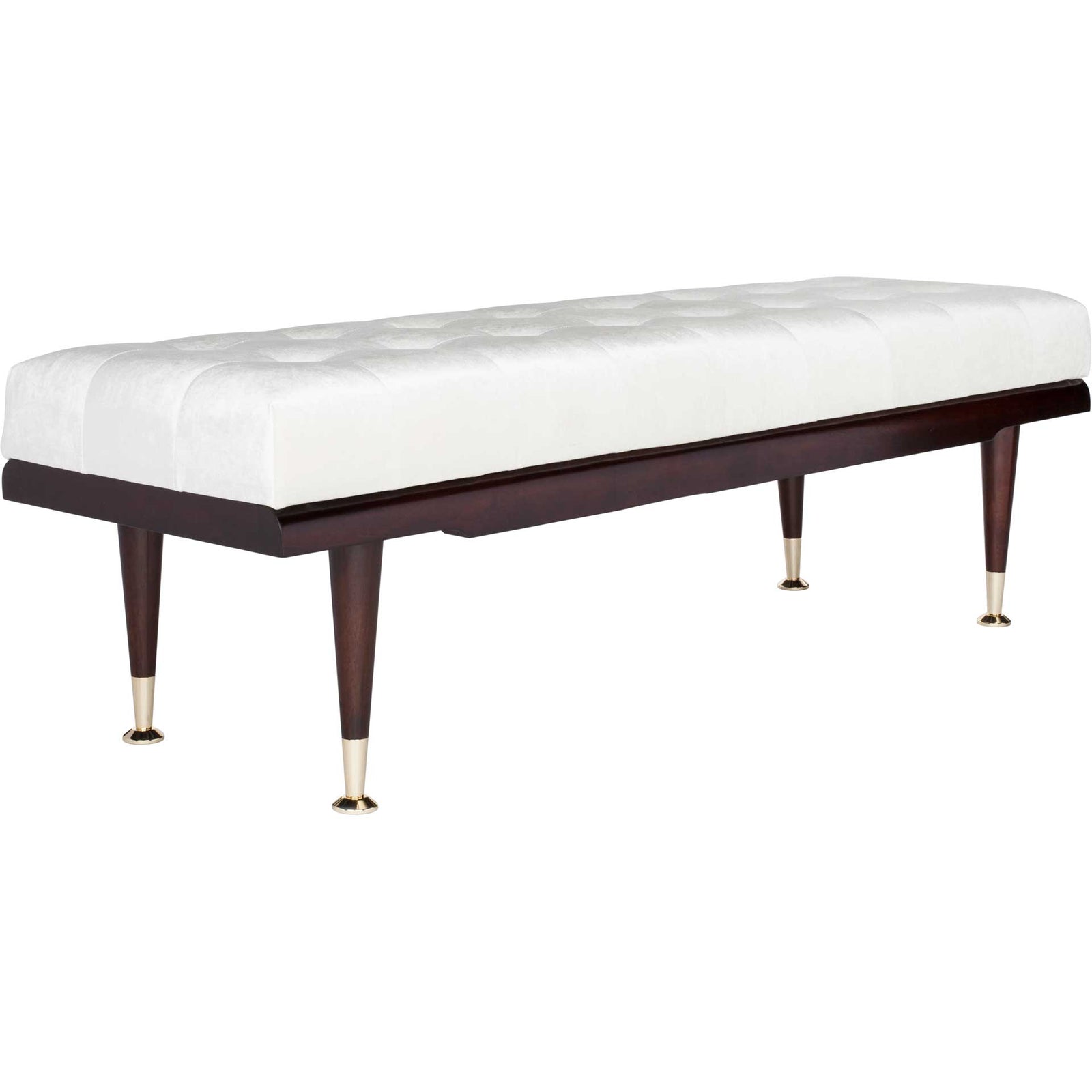 Eleanor Velvet Gold Cap Bench Beige/Espresso