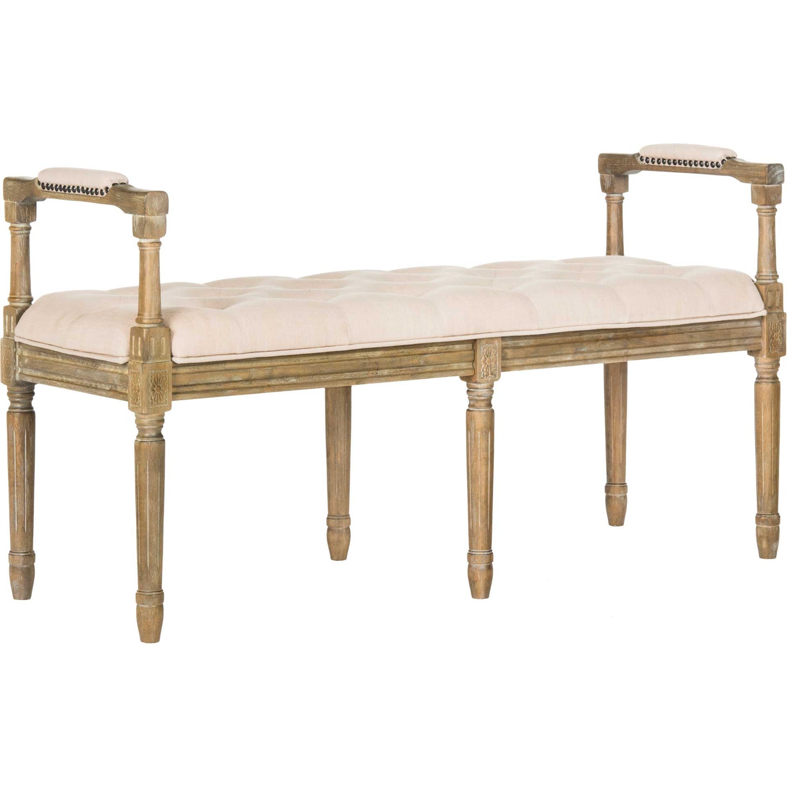 Raja Linen Rustic Oak Bench Beige/Rustic Oak