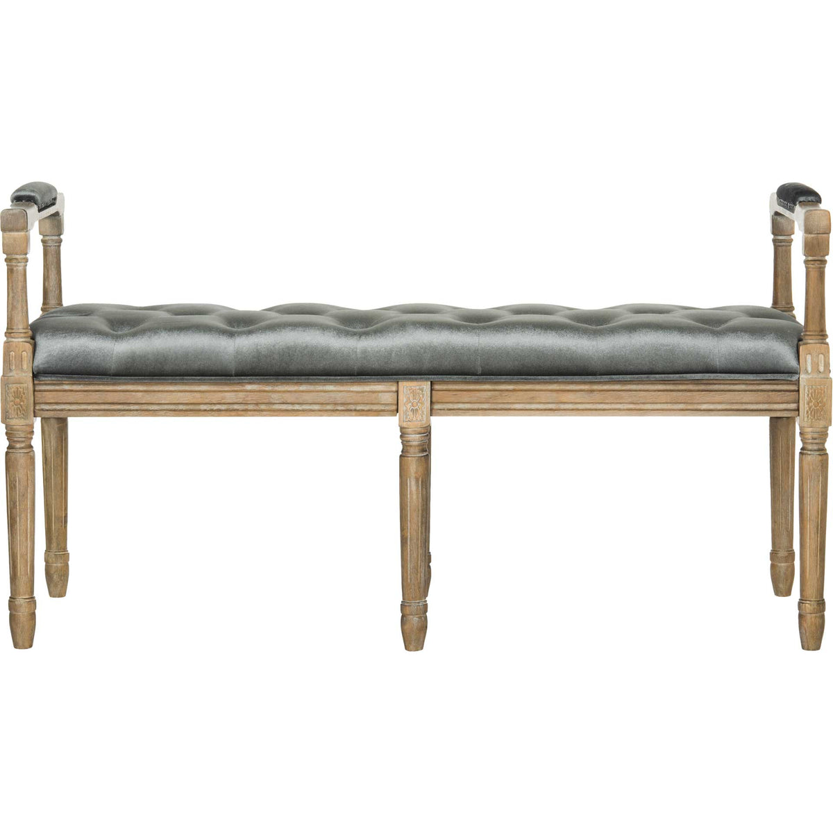 Raja Velvet Rustic Oak Bench Gray/Rustic Oak