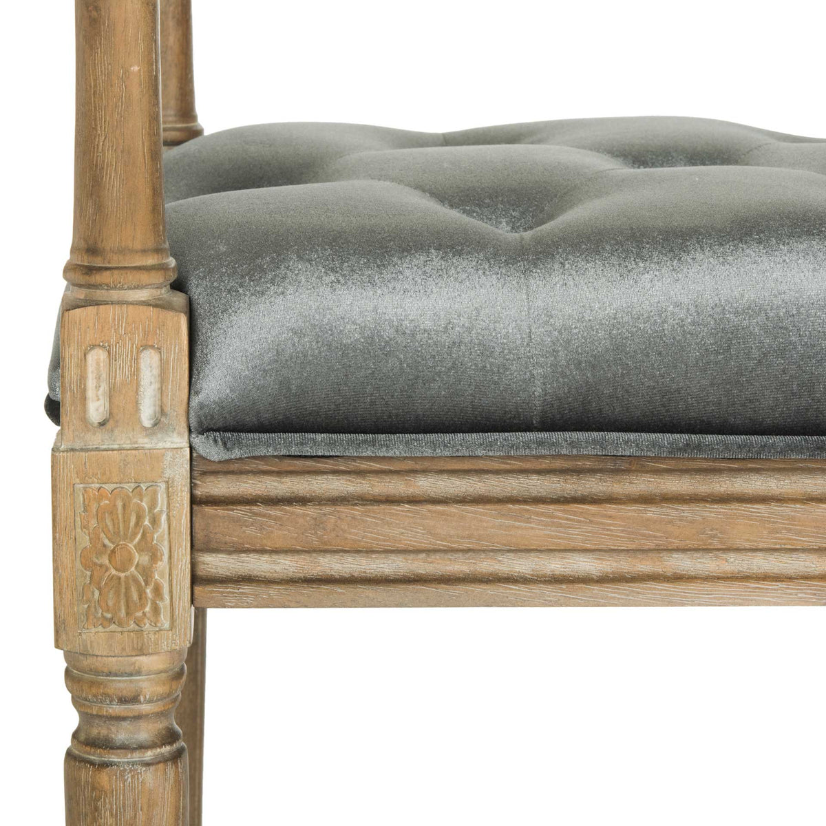 Raja Velvet Rustic Oak Bench Gray/Rustic Oak