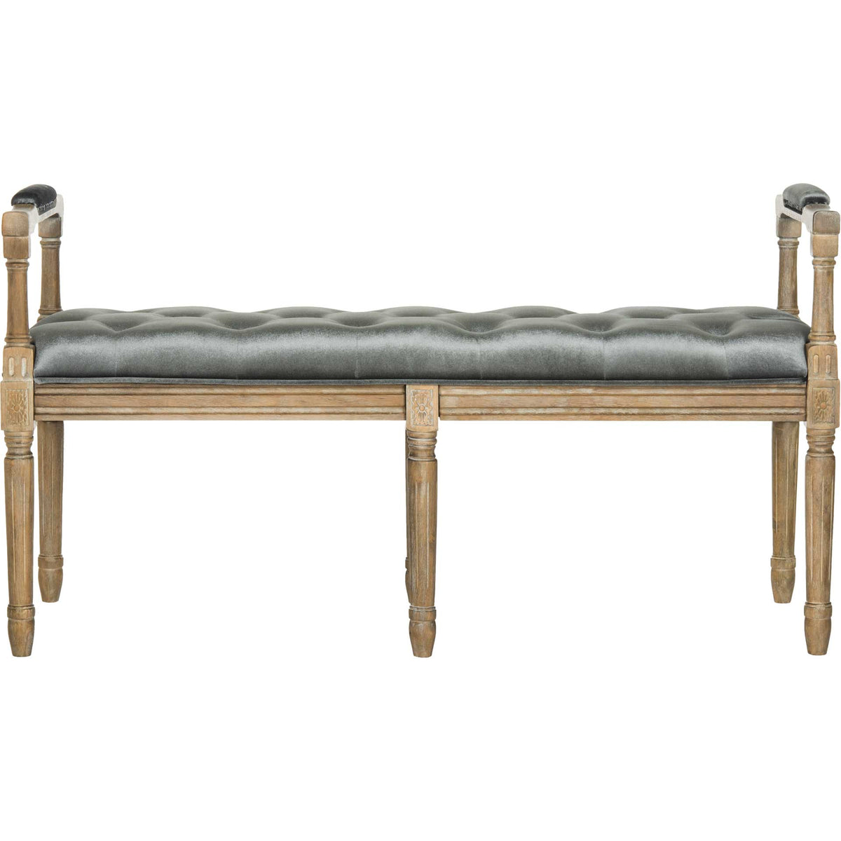 Raja Velvet Rustic Oak Bench Gray/Rustic Oak