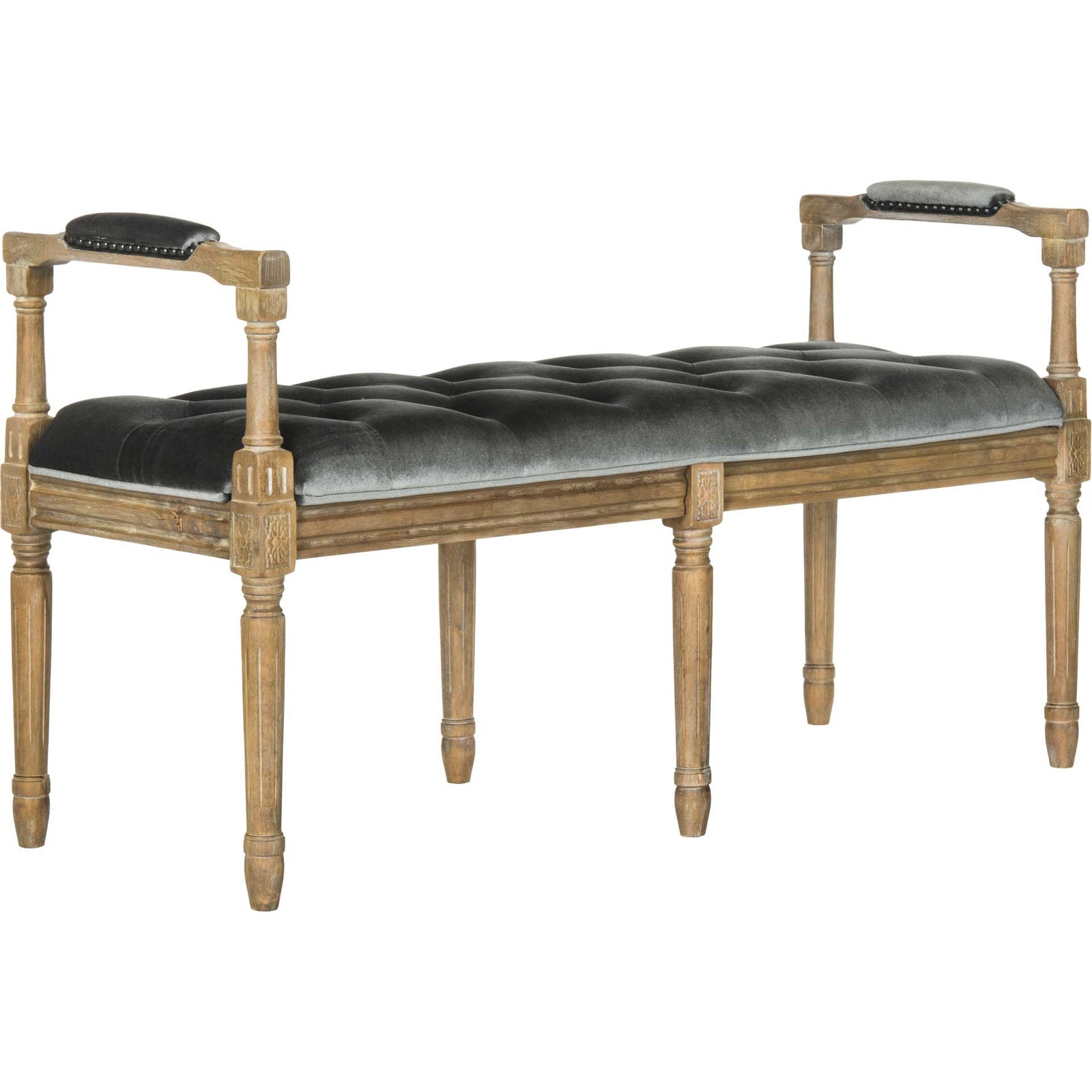 Raja Velvet Rustic Oak Bench Gray/Rustic Oak