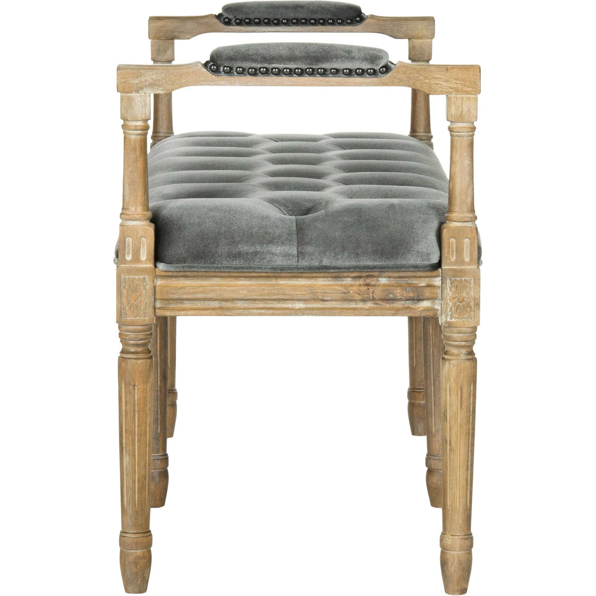 Raja Velvet Rustic Oak Bench Gray/Rustic Oak