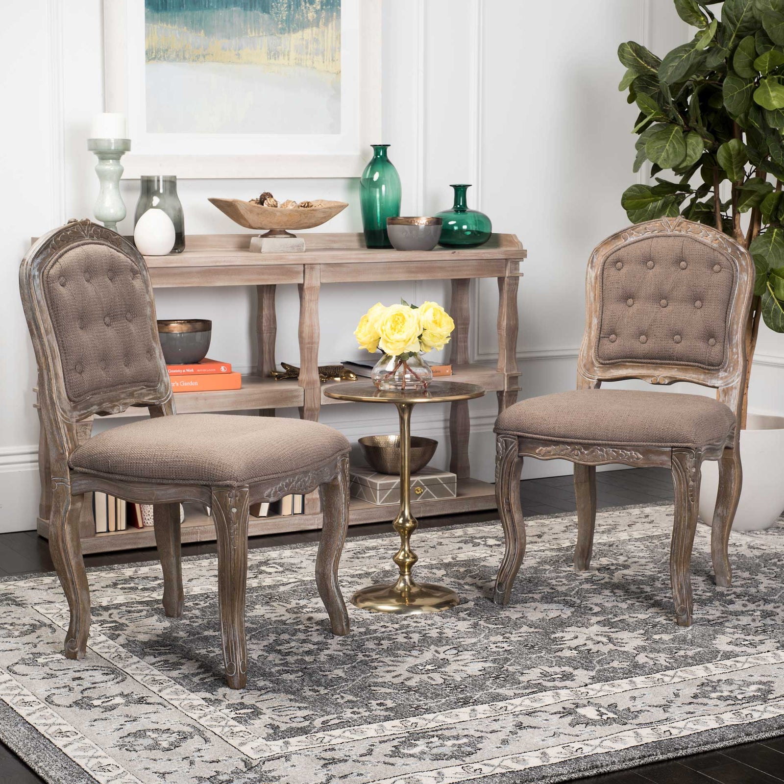 Eliezer Dining Chair Dark Brown/Rustic Oak (Set of 2)