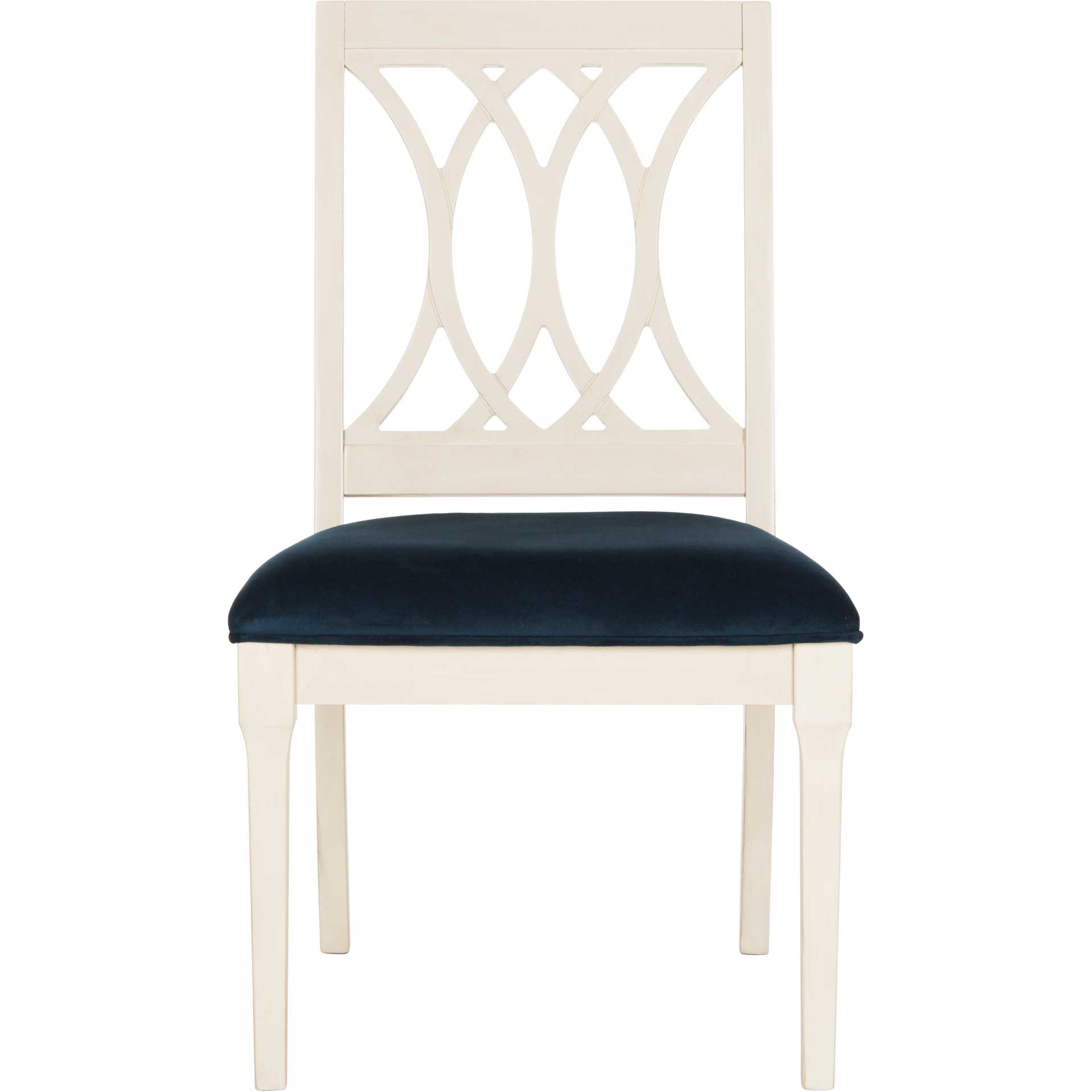 Seaside Velvet Side Chair Navy/Antique White (Set of 2)