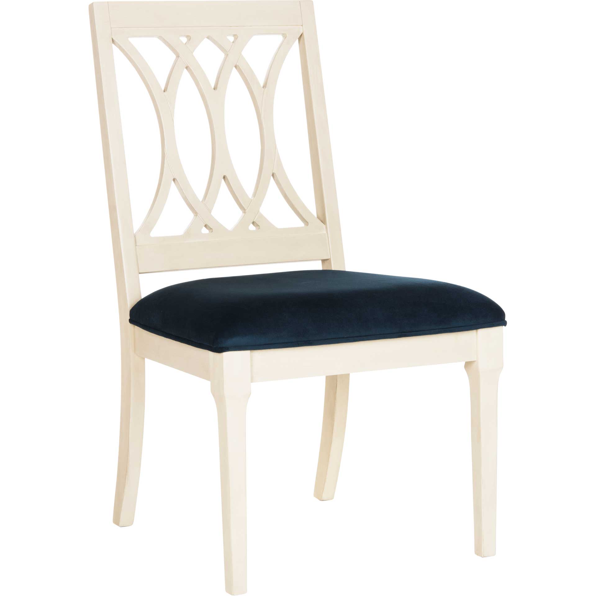 Seaside Velvet Side Chair Navy/Antique White (Set of 2)