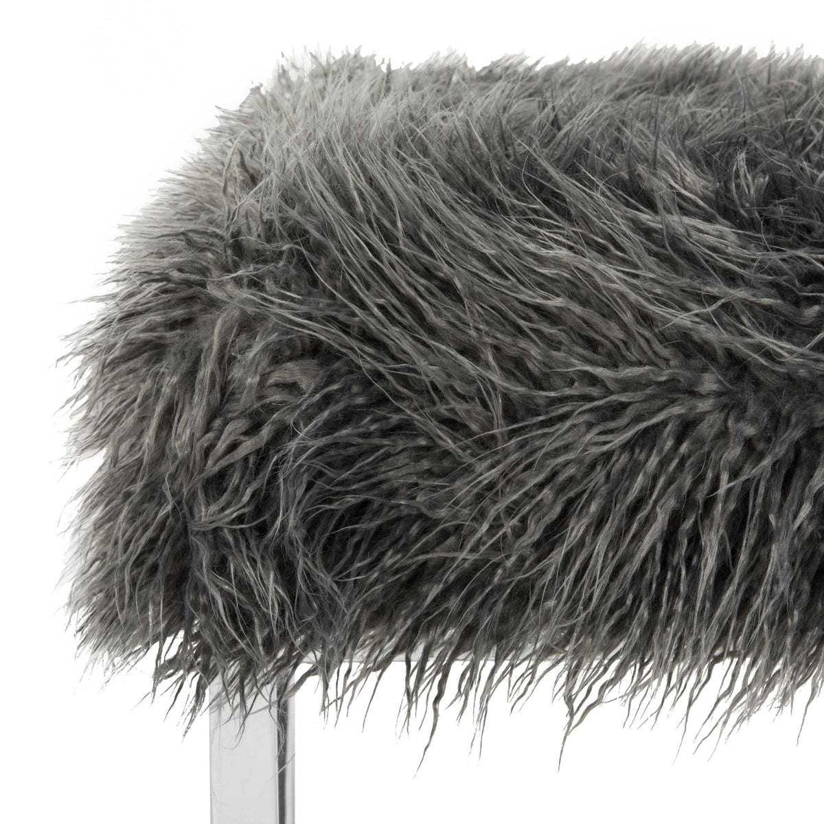 Hollingsworth Faux Sheepskin Square Bench Gray