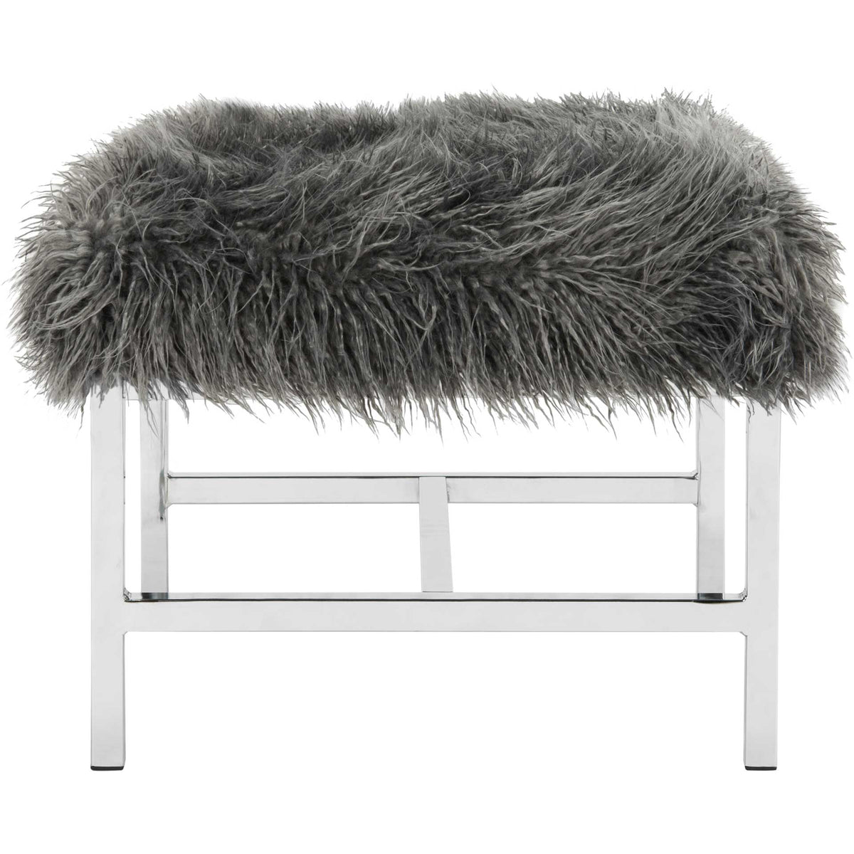 Hollingsworth Faux Sheepskin Square Bench Gray