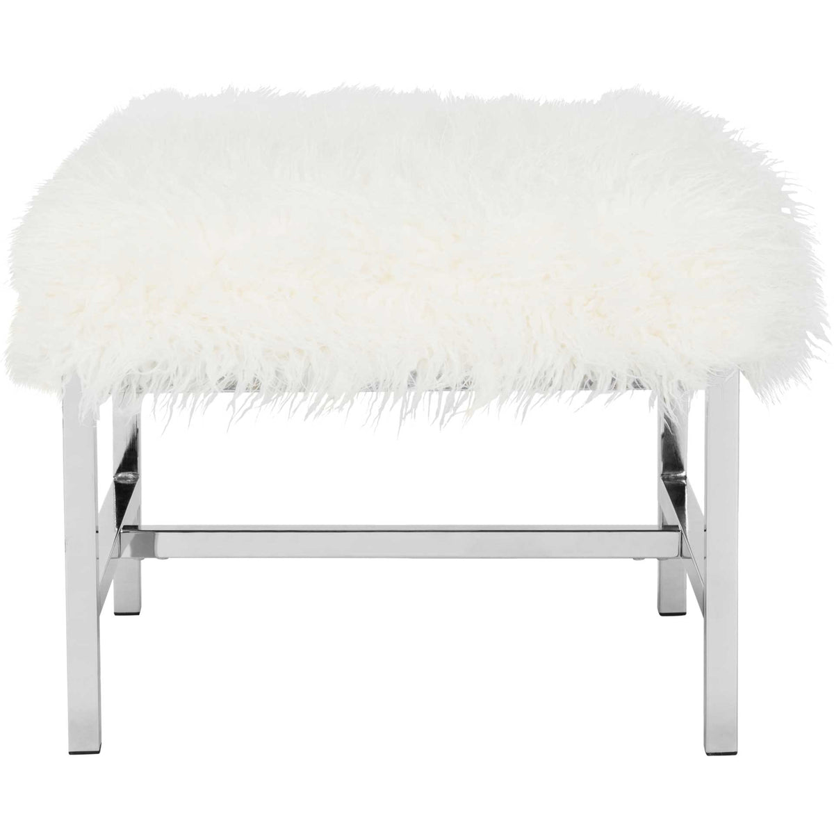 Hollingsworth Faux Sheepskin Square Bench White