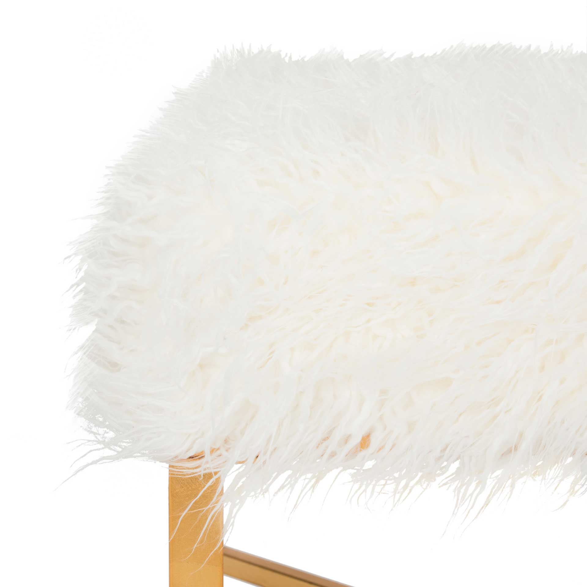 Hollingsworth Faux Sheepskin X- Square Bench White