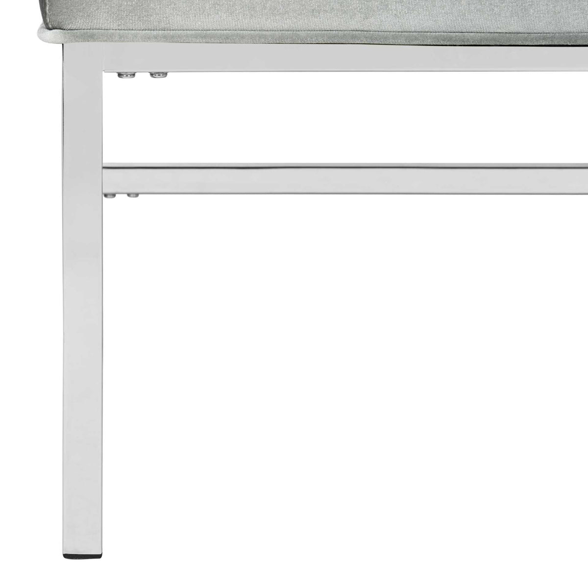 Slim chrome legs and straight crossbars give the cushioned chair a light, open look