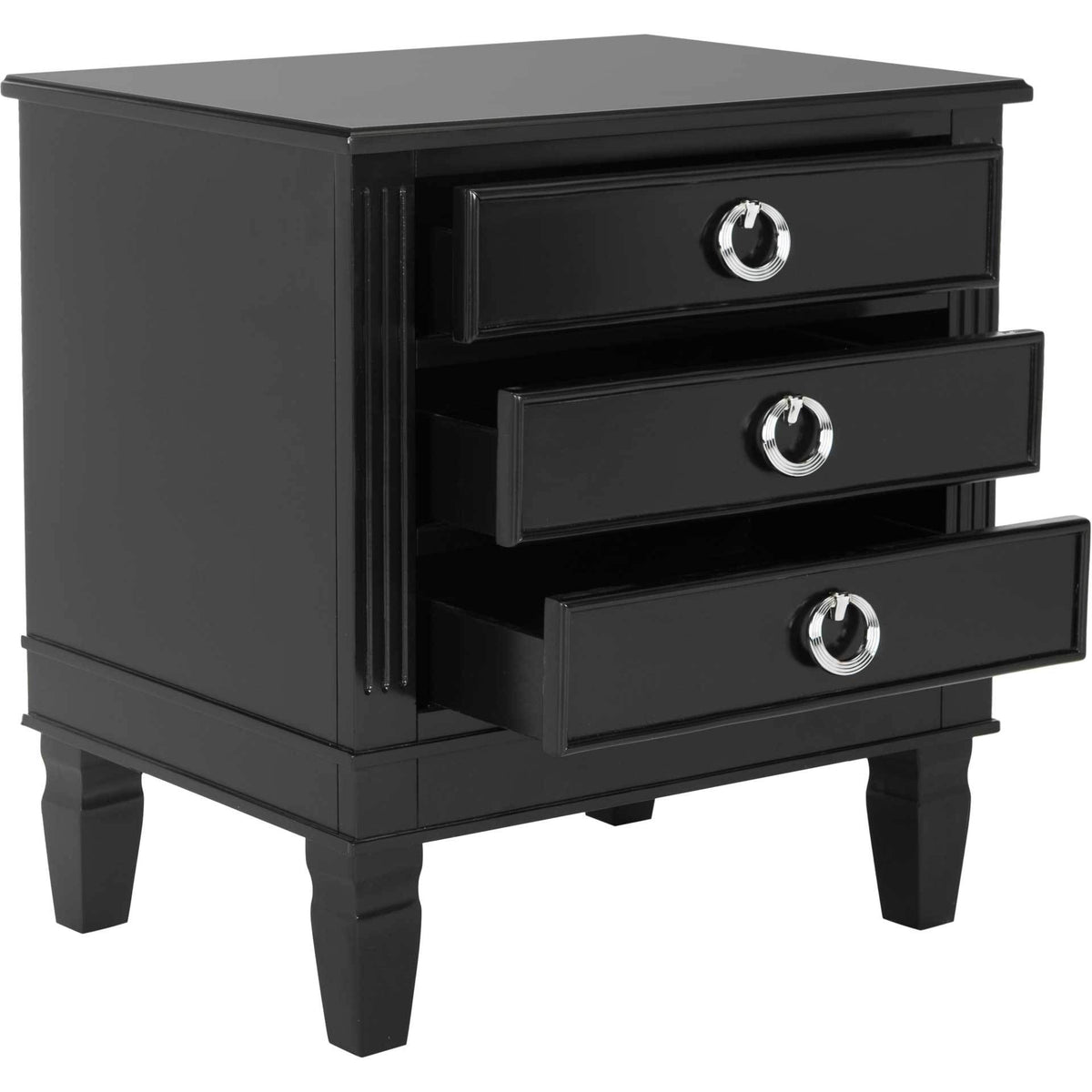 Kinsley Three Drawer Nightstand Black