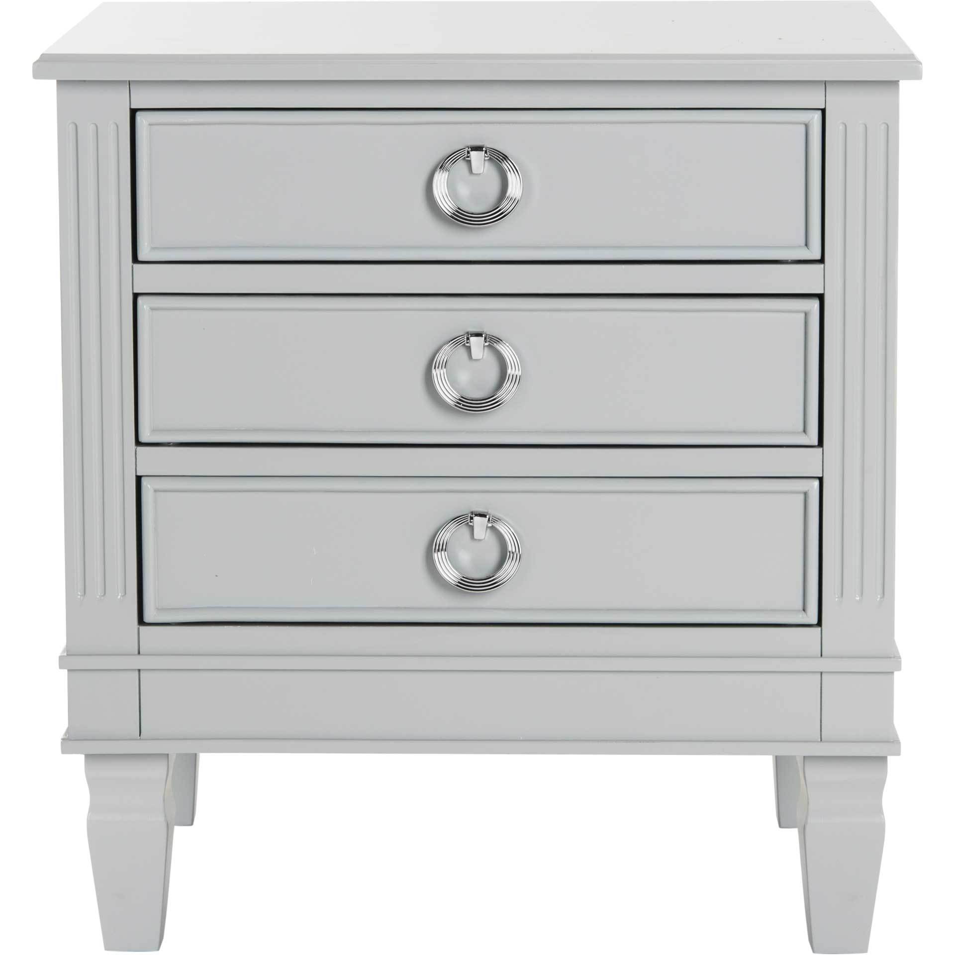 Kinsley Three Drawer Nightstand Gray