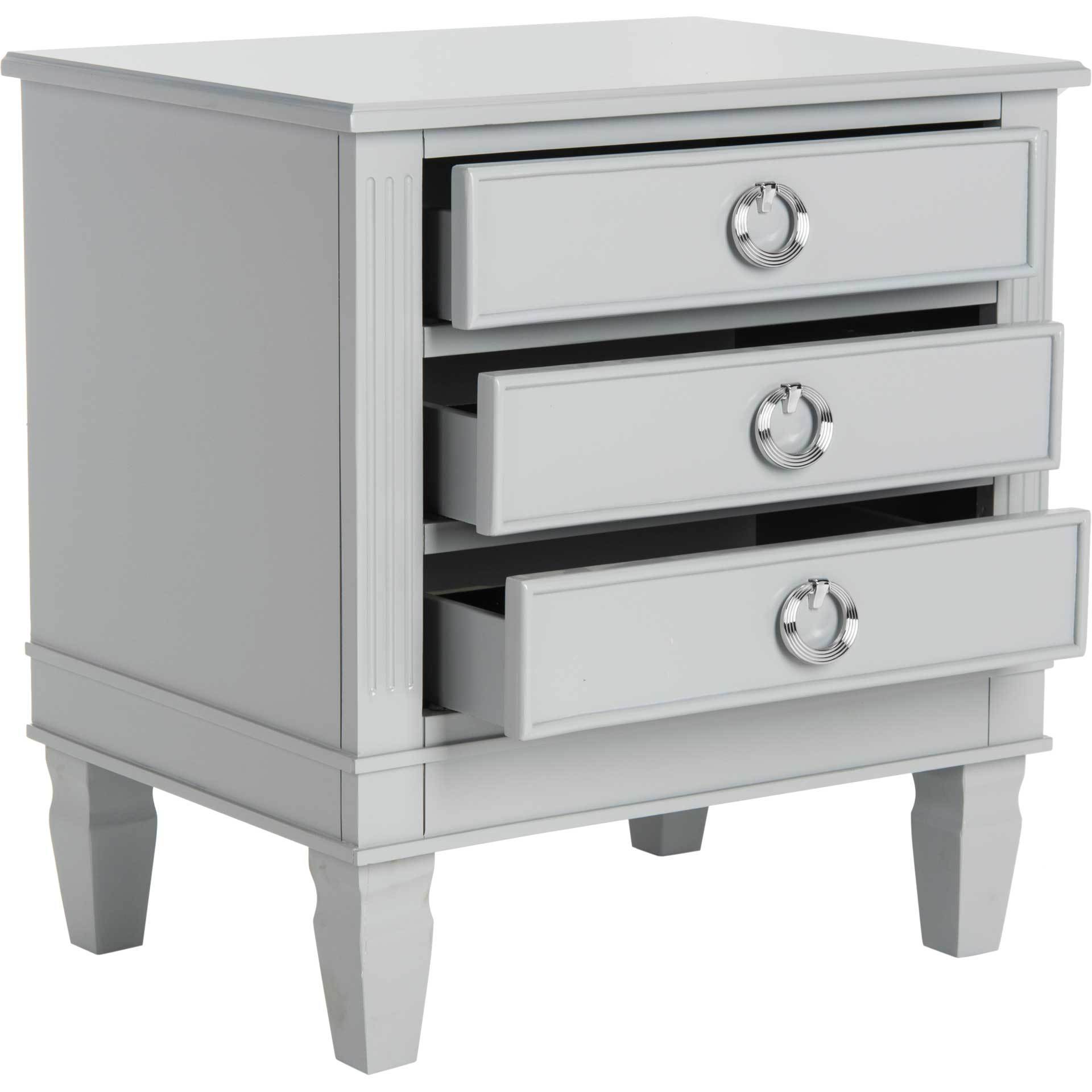 Kinsley Three Drawer Nightstand Gray