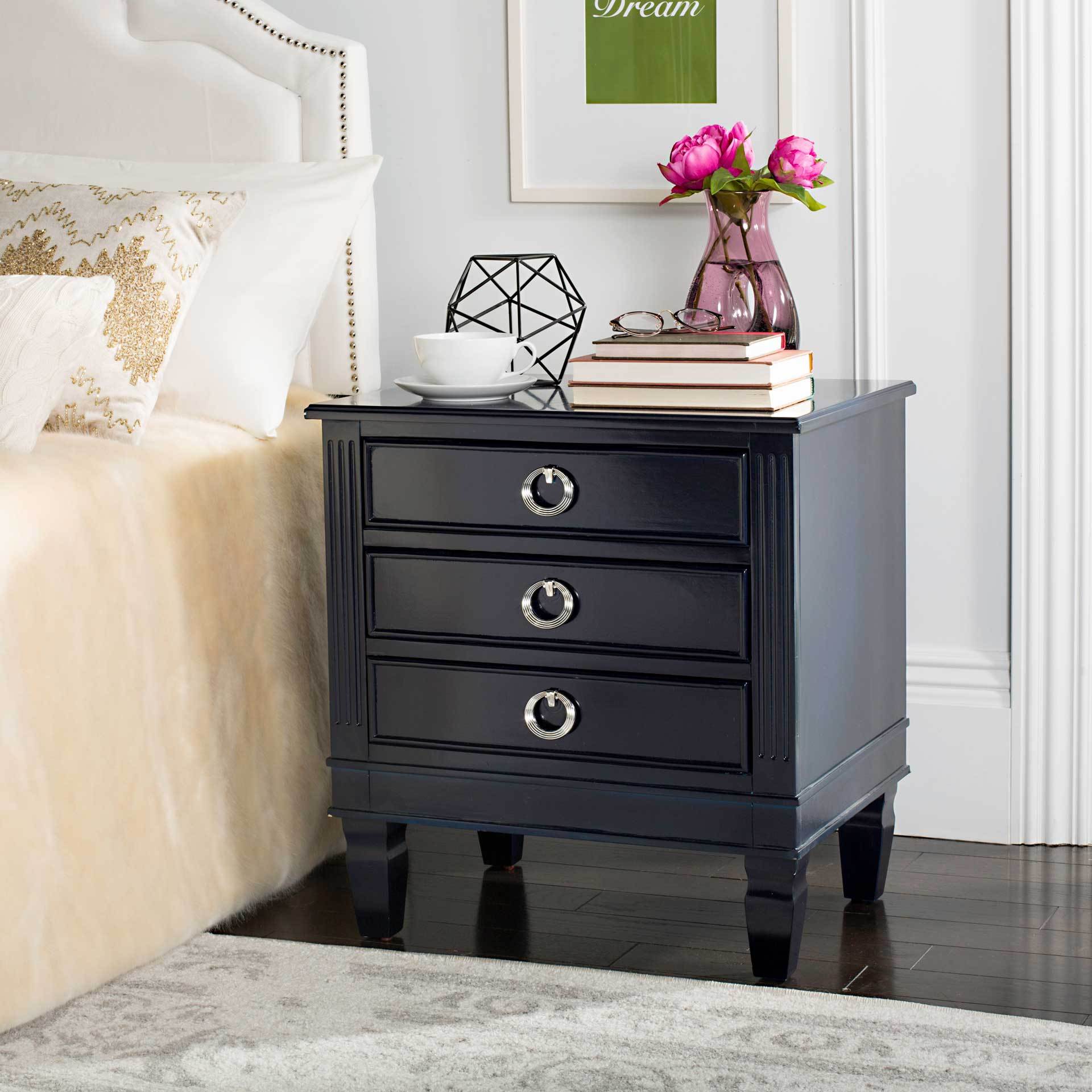 Kinsley Three Drawer Nightstand Navy