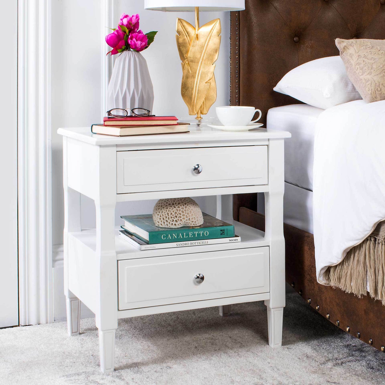 Jenna Two Drawer Nightstand White