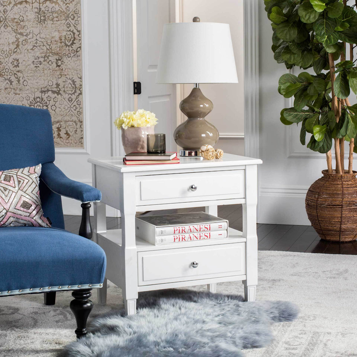 Jenna Two Drawer Nightstand White