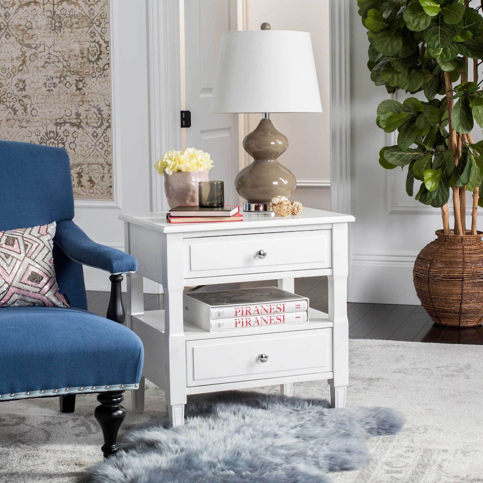 Jenna Two Drawer Nightstand White