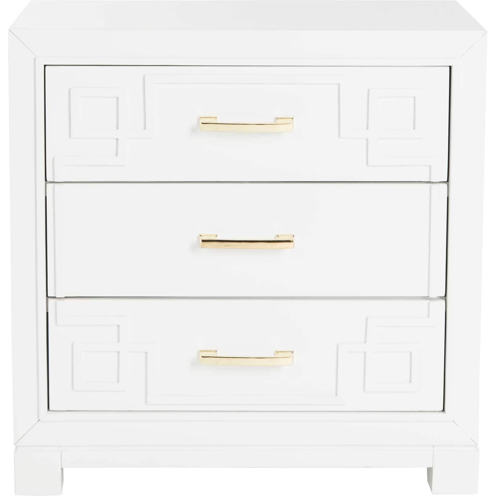 Randy 3 Drawer Greek Key Nightstand White