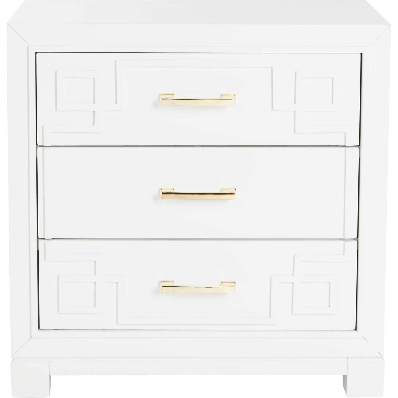Randy 3 Drawer Greek Key Nightstand White