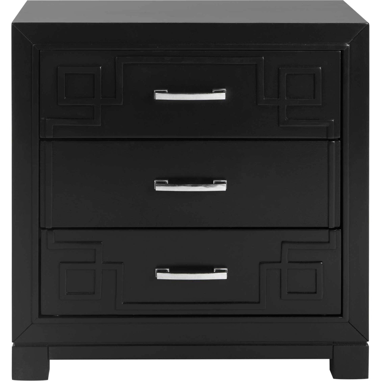 Randy 3 Drawer Greek Key Nightstand Black