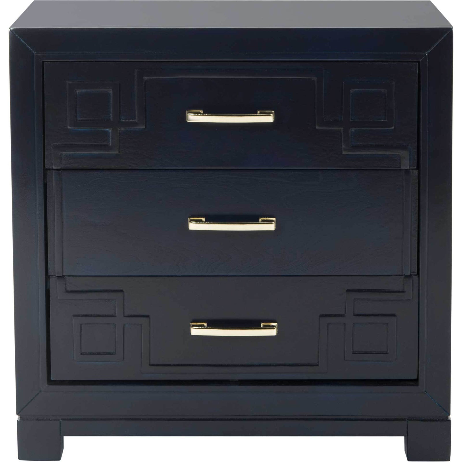 Randy 3 Drawer Greek Key Nightstand Navy