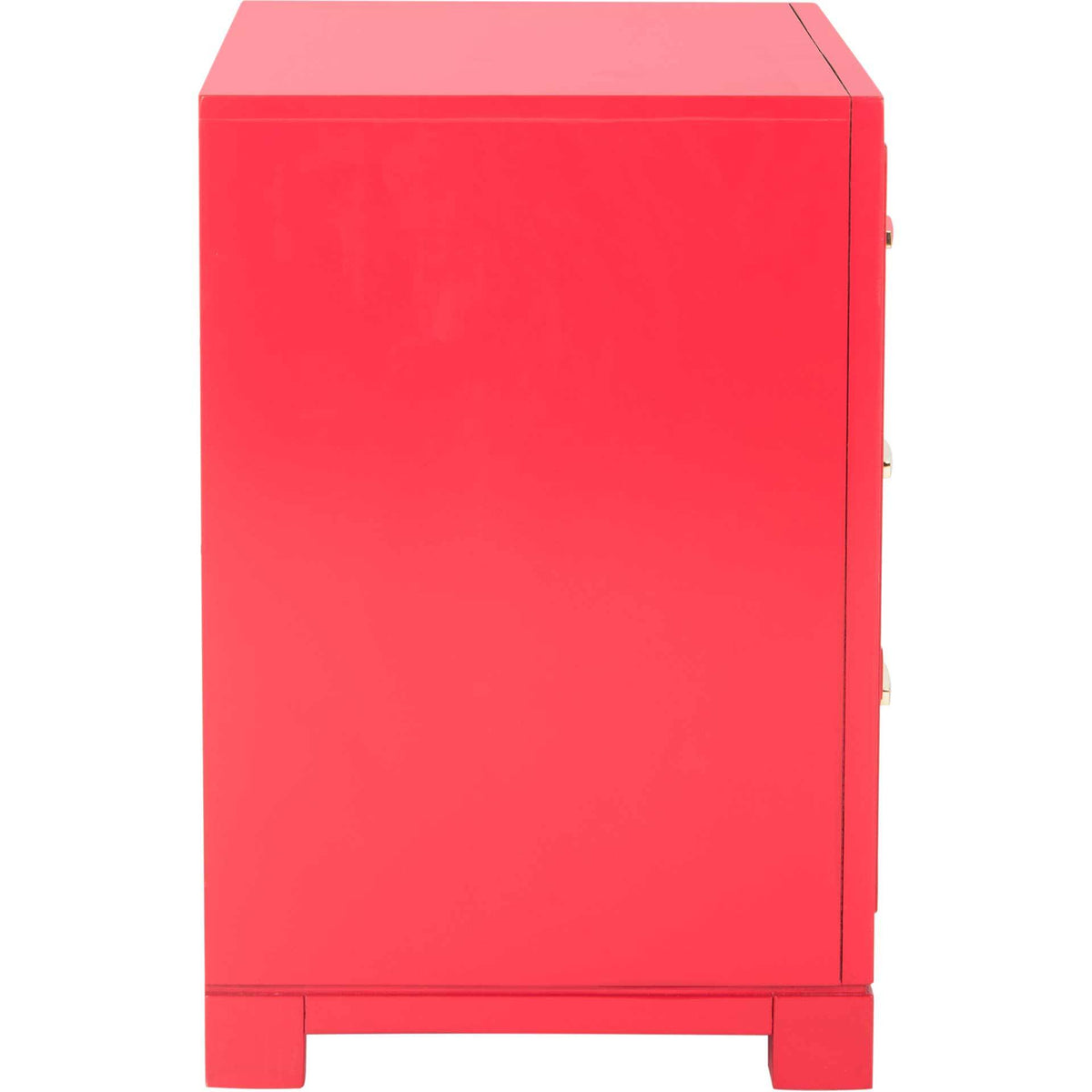 Randy 3 Drawer Greek Key Nightstand Red