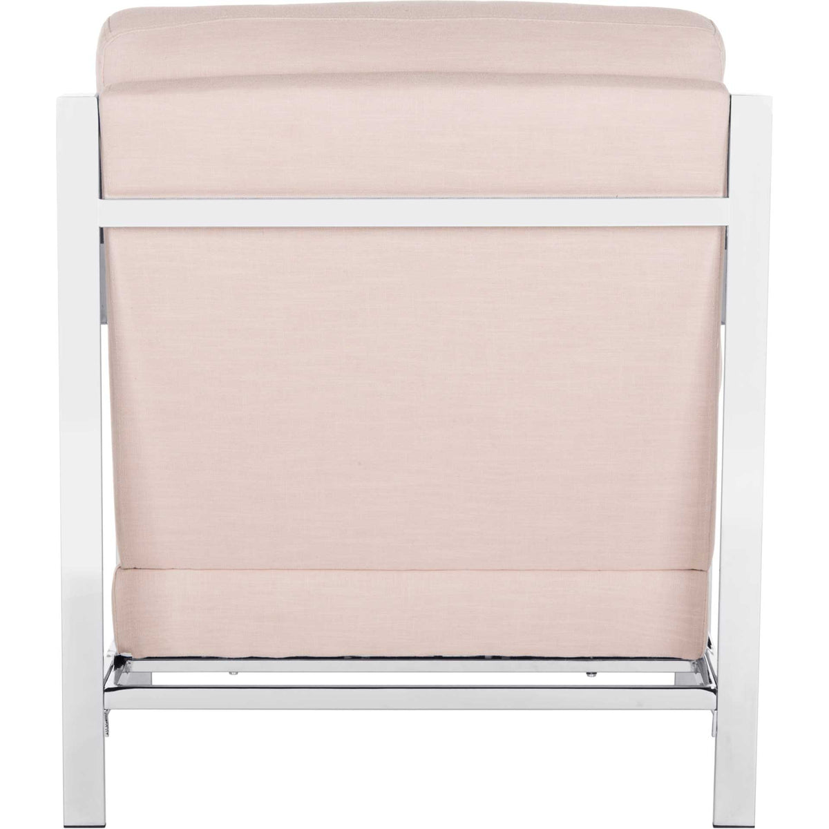 Waffle Tufted Linen Chrome Accent Chair Beige