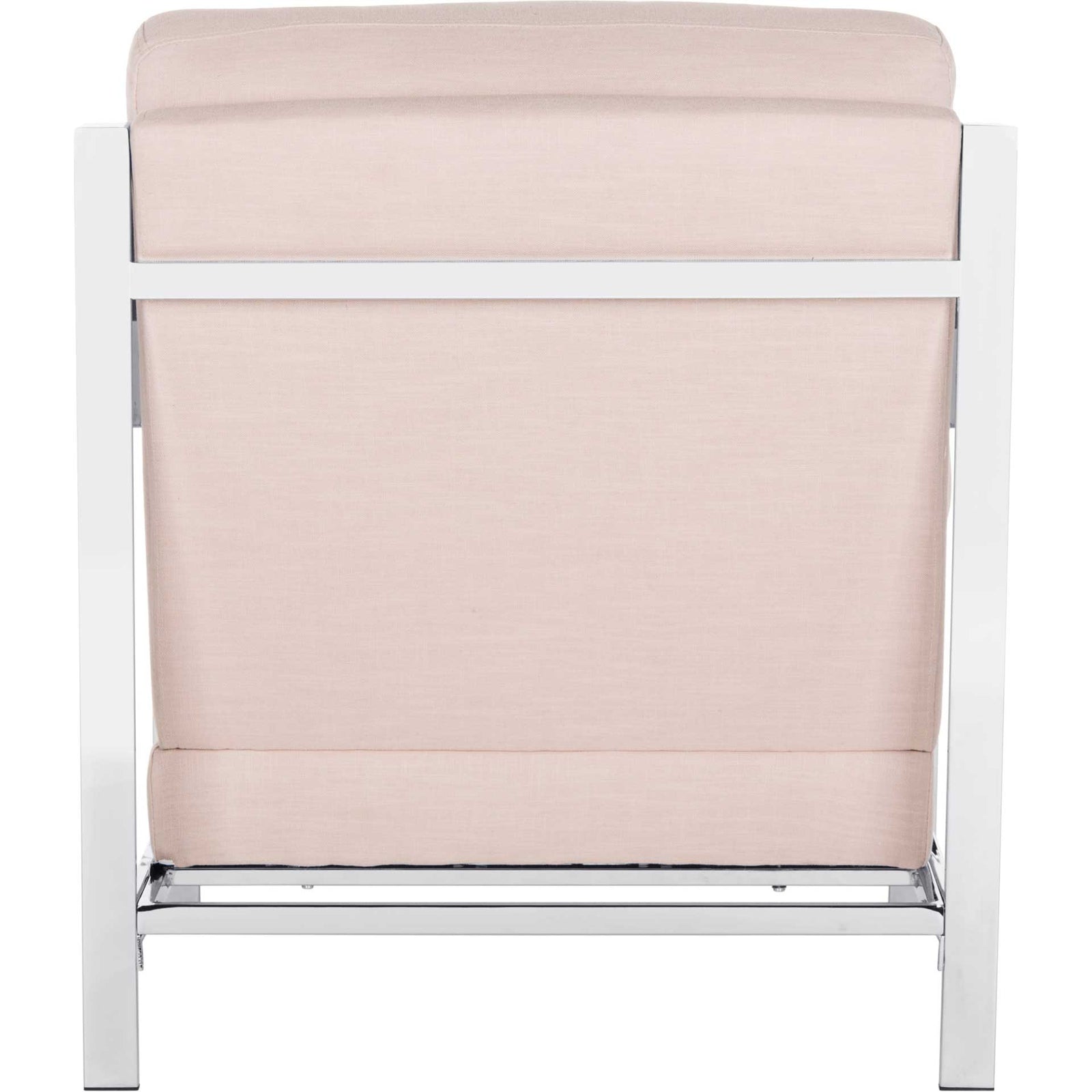 Waffle Tufted Linen Chrome Accent Chair Beige