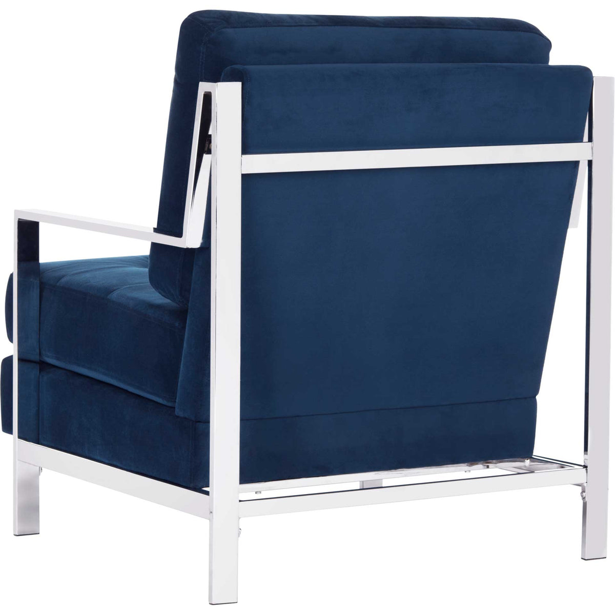 Waffle Tufted Velvet Chrome Accent Chair Navy