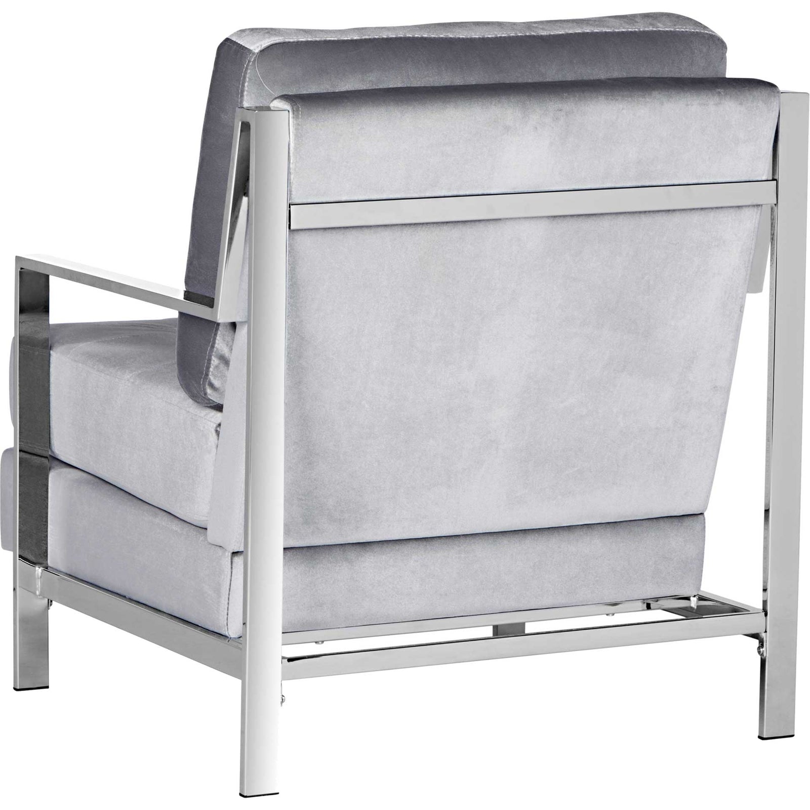 Waffle Velvet Chrome Accent Chair Light Gray