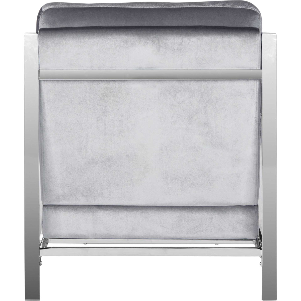 Waffle Velvet Chrome Accent Chair Light Gray