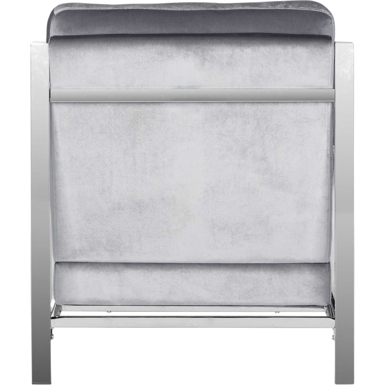 Waffle Velvet Chrome Accent Chair Light Gray