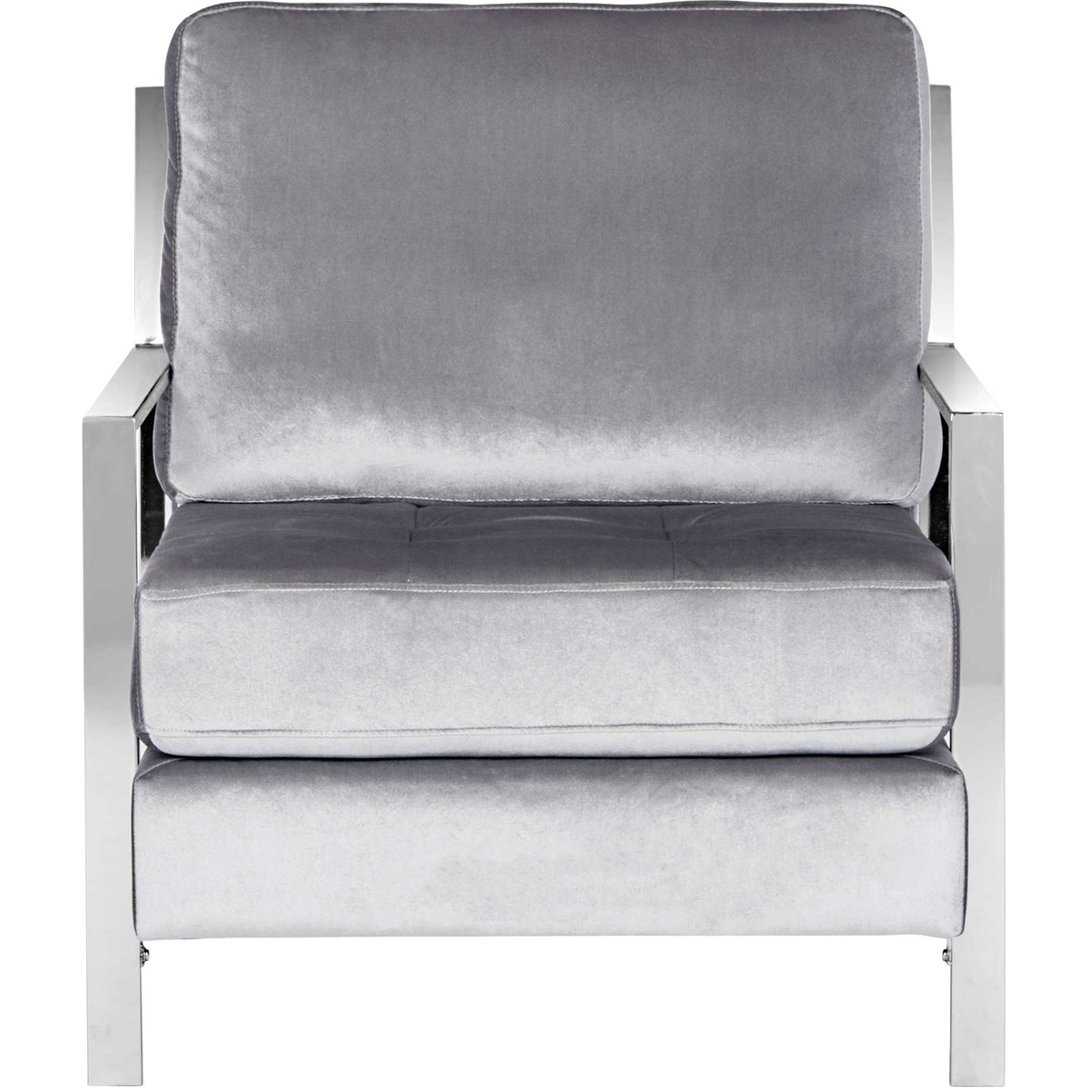 Waffle Velvet Chrome Accent Chair Light Gray