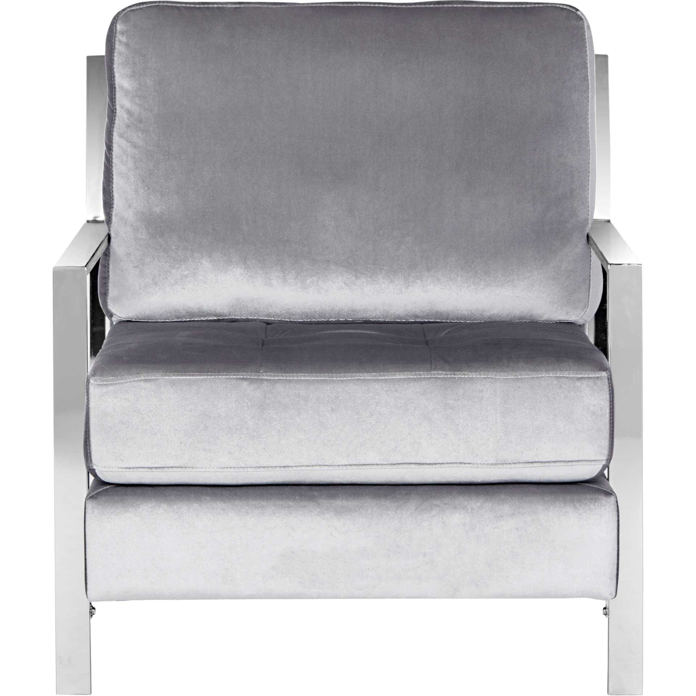 Waffle Velvet Chrome Accent Chair Light Gray - Froy.com